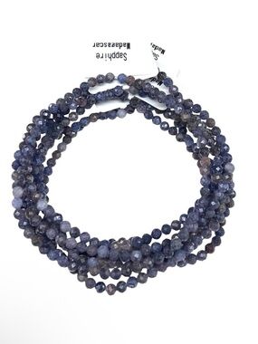 3mm Sapphire Beaded Stretch Bracelet Blue Natural Raw Stone Gemstone Faceted